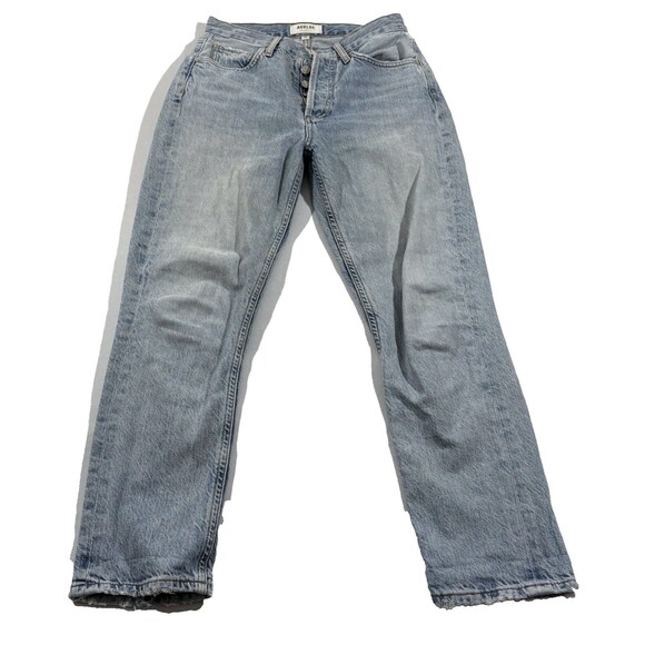 Agolde Jeans Womens Riley Straight Leg High Rise Blue Denim Button Fly Sz 23 - Picture 1 of 13